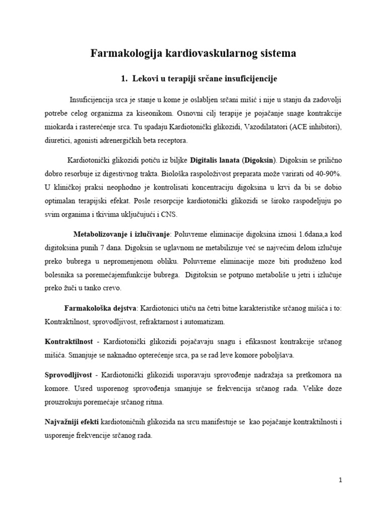 Farmakologija kardiovaskularnog sistema pdf