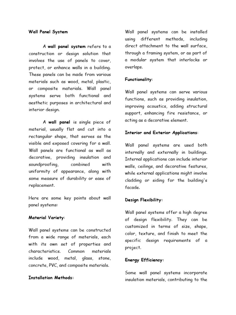 Wall Panel System Overview and Benefits | PDF