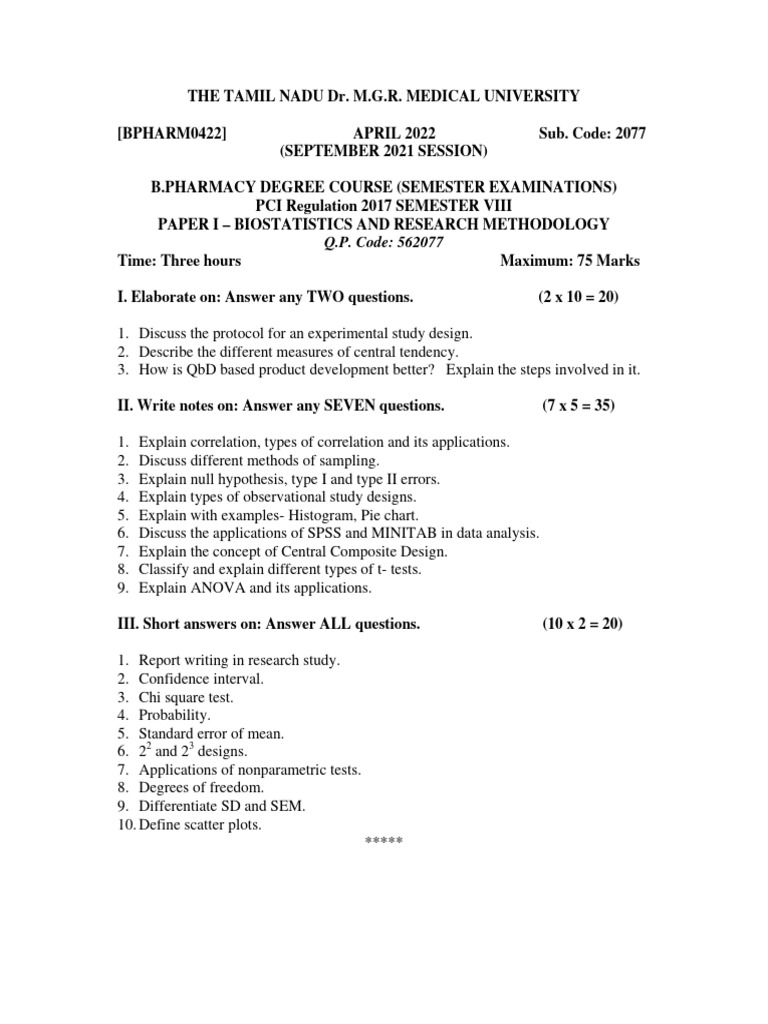 Tnmgrmu Biostatistics and Research Methodology PDF