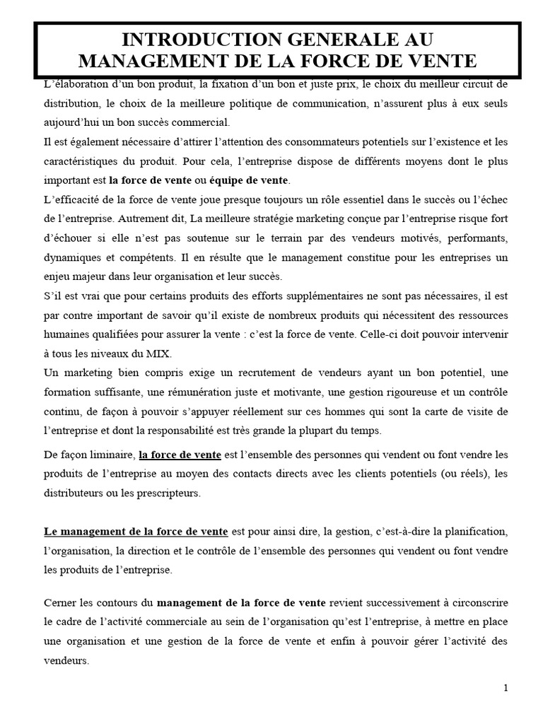 Management de la Force de Vente | PDF | Sodles | Recrutement