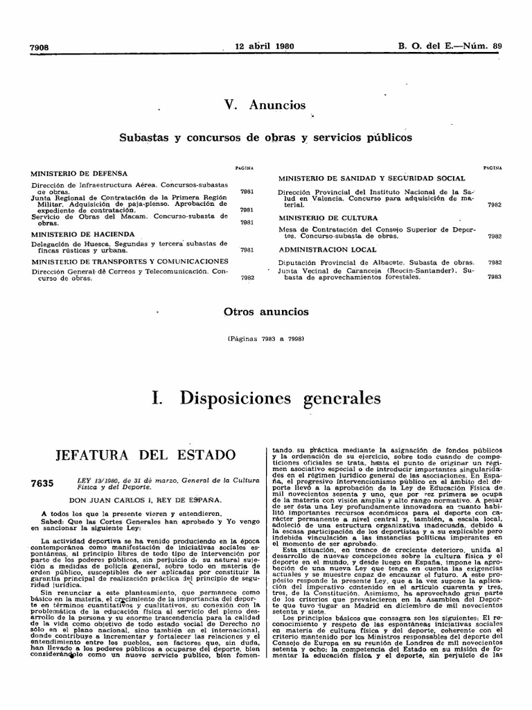 Boe Ley General De Cultura Física Y Del Deporte Pdf Federación