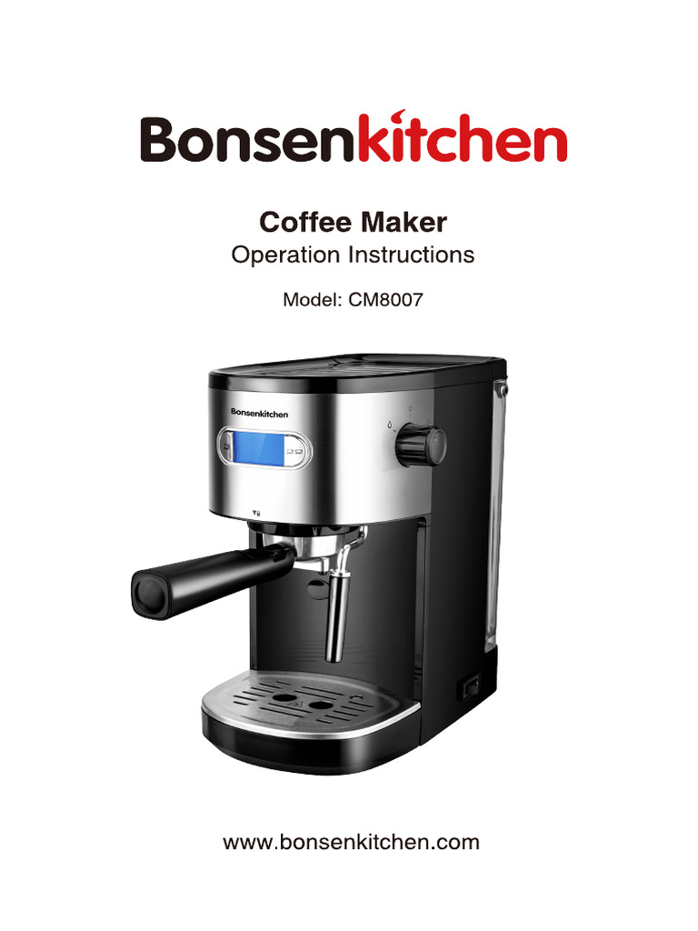 User Manual Bonsenkitchen Coffee Maker Mod. CM8007 PDF