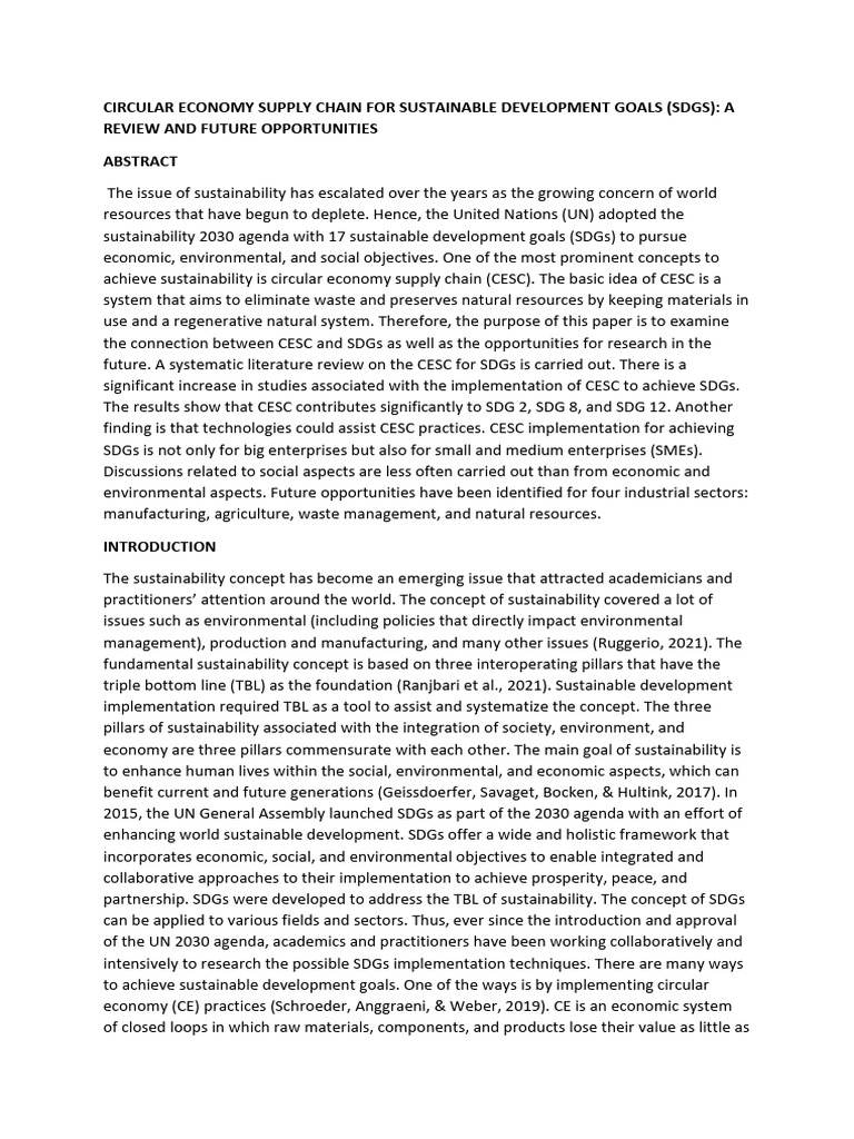 Circular Economy Supply Chain For Sustainable Development Goals | PDF ...