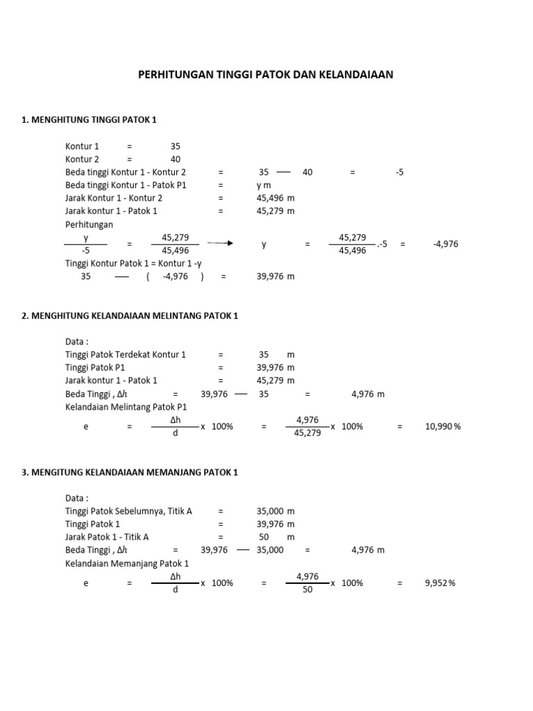 Perhitungan Patok Perhitungan Alinyemen Horizontal Pdf