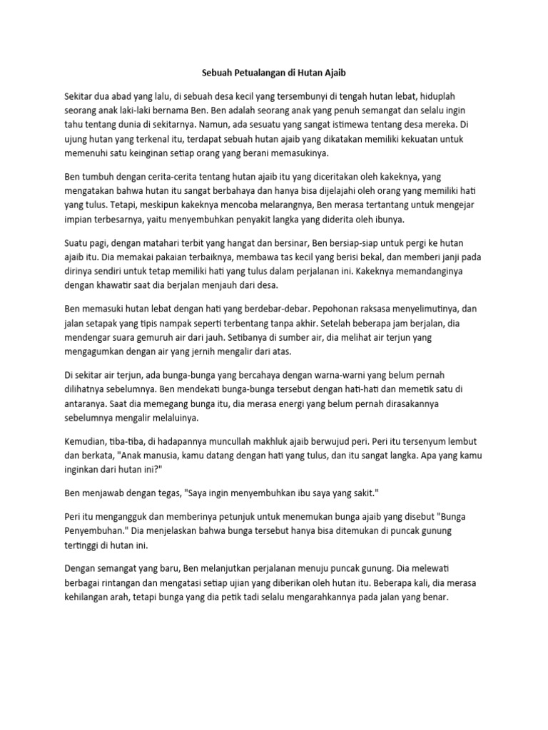 Sebuah Petualangan Di Hutan Ajaib | PDF