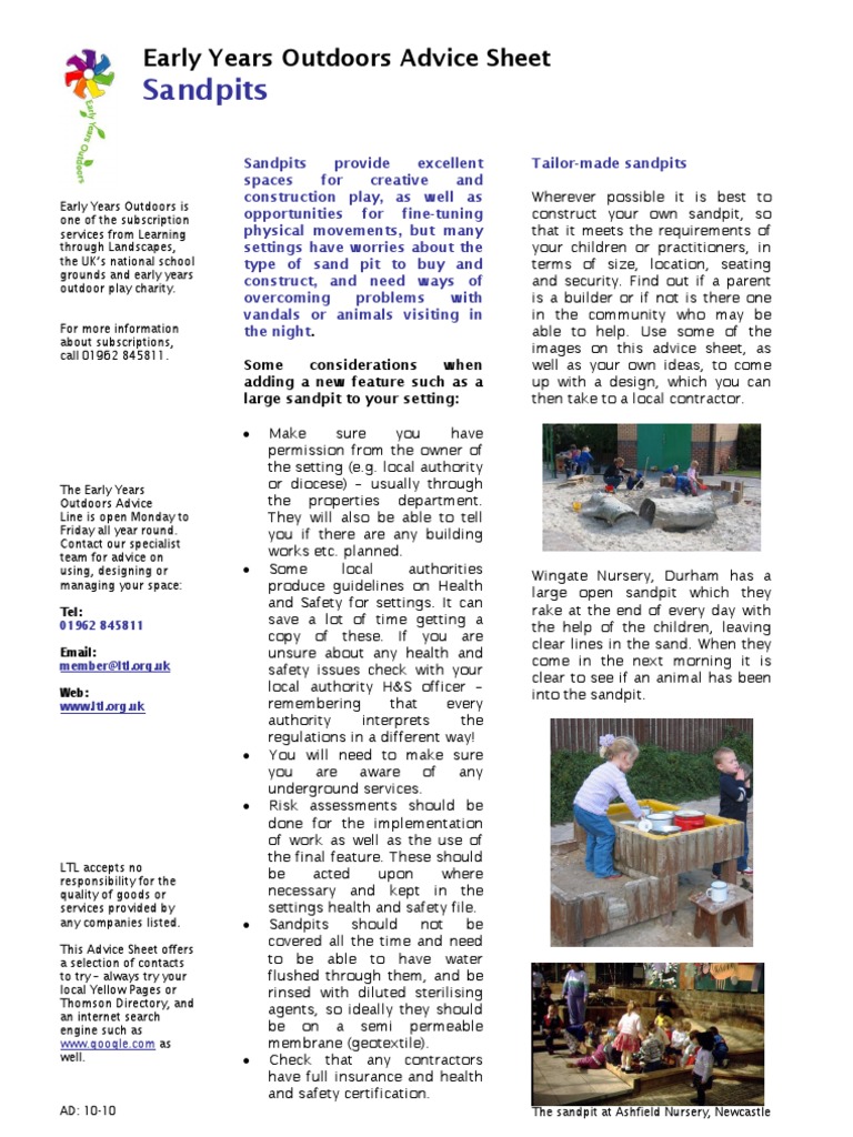 Essential Guide to Sandpits for Early Years | PDF | Occupational Safety ...