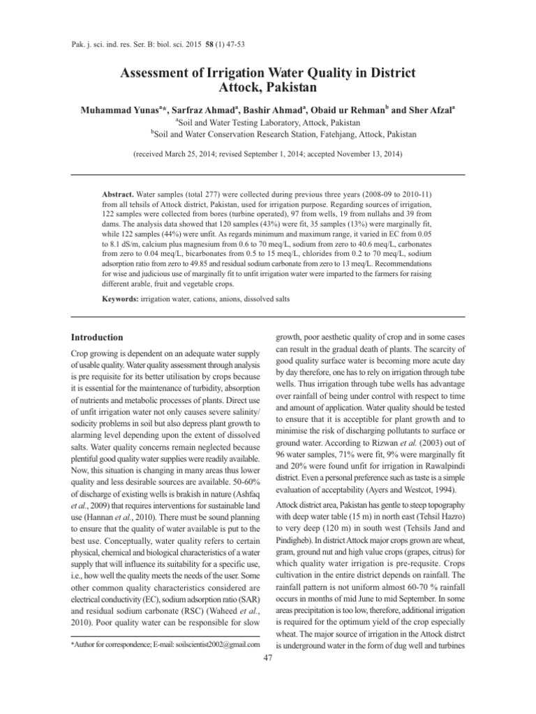 Assessment of irrigation water quality i pdf soil irrigation