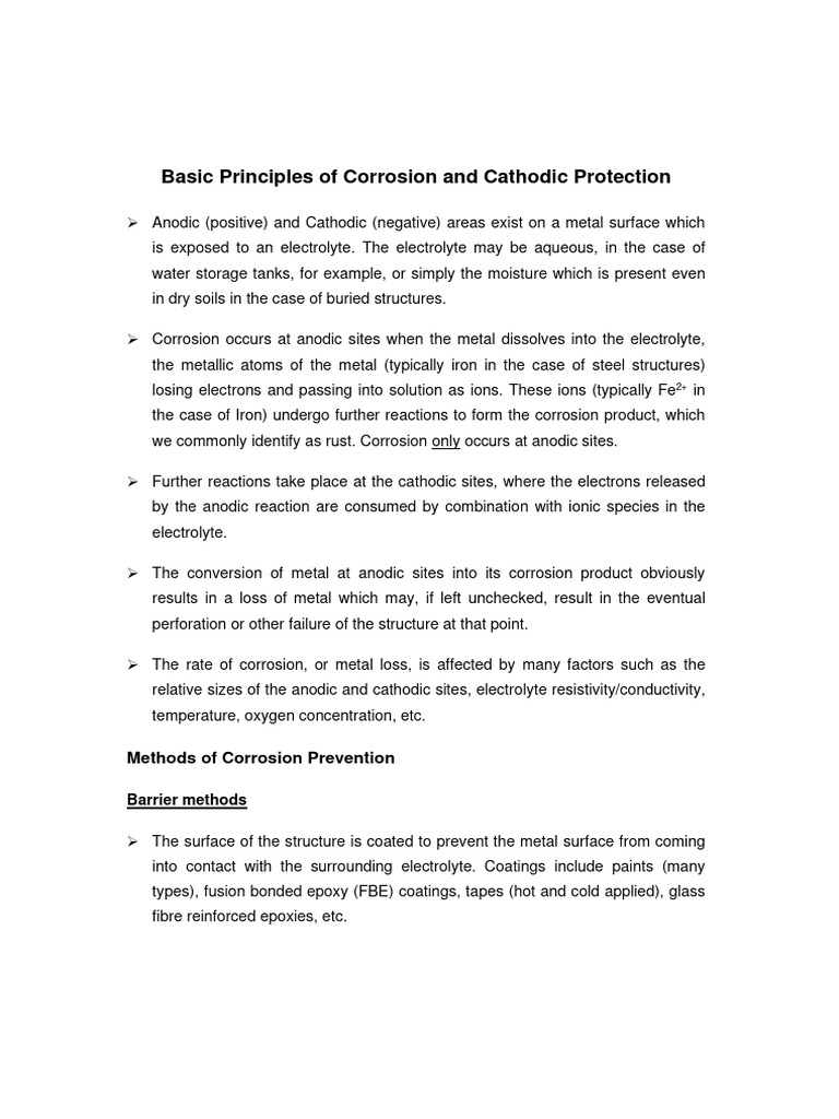 Corrosion and Cathodic Protection Basics | PDF | Corrosion | Anode
