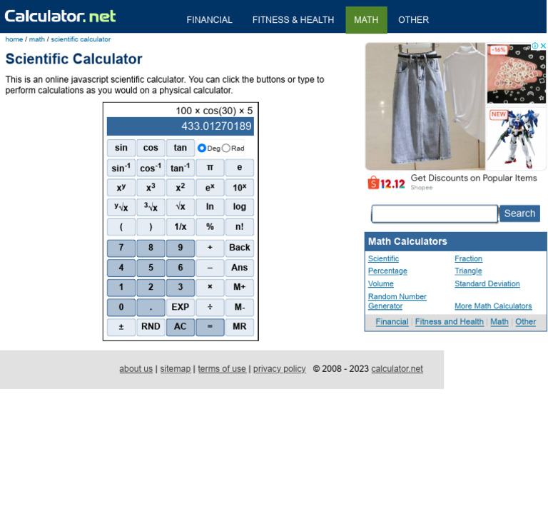 Image Result For Formulary Web Scientific Calculator