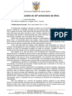 CARTA PE. GILSON Por Ocasião Dos 22 Anos Da Obra