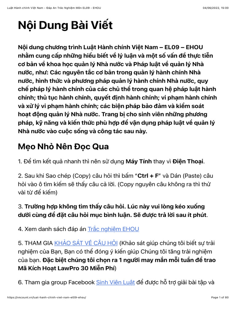 Luật HC - BT trắc nghiệm (300 câu) | PDF