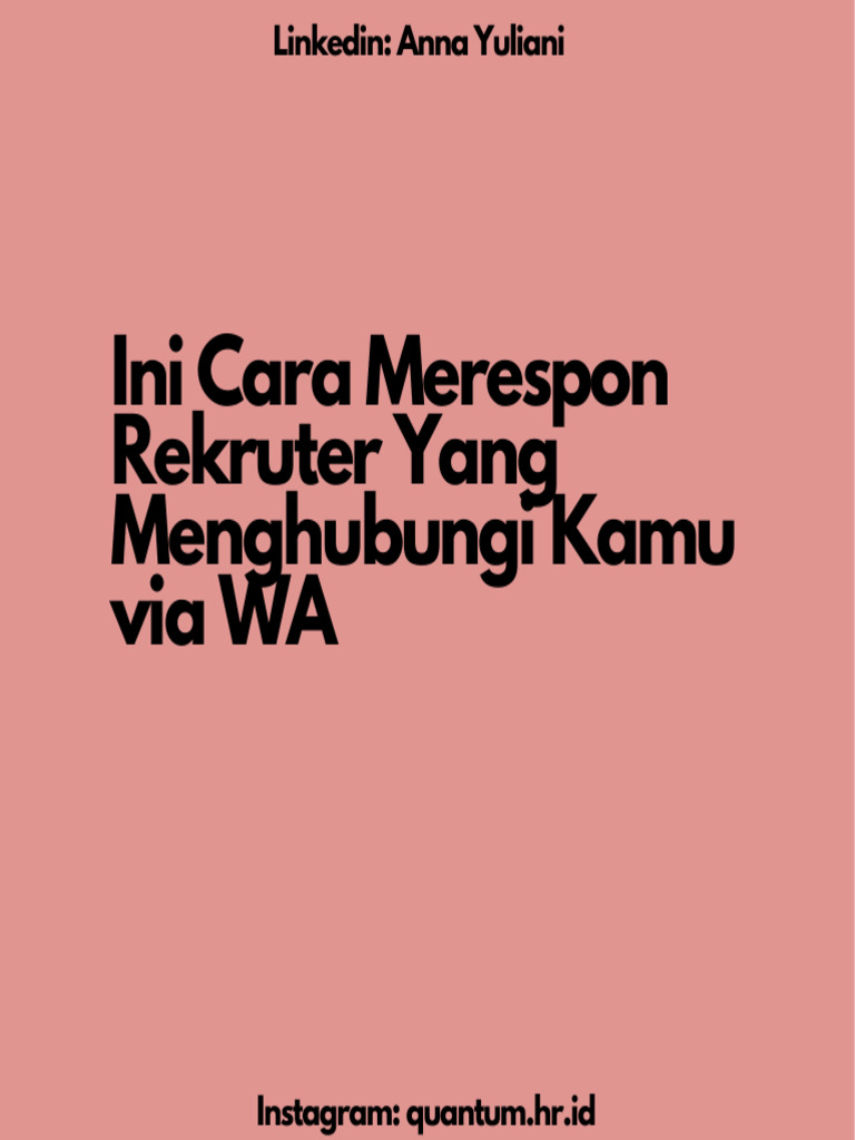 Cara Merespon Chat Rekruter di WA | PDF