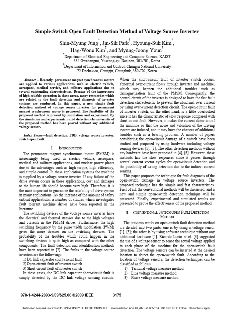 Simple switch open fault detection pdf