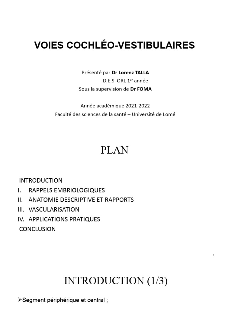 Voies Cochléo-Vestibulaires: Anatomie et Rôle | PDF | Sciences sociales ...
