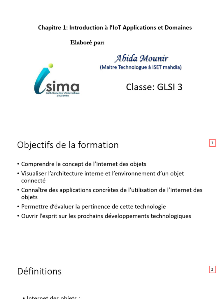 Introduction à l'IoT et ses Applications | PDF | Internet des objets ...