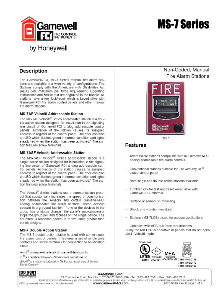 MS-7 Series Manual Station | PDF