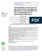 The Sustainability Awareness of Banking Institutions in Indonesia, Its Implication On Profitability by The Mediating Role of Operational Efficiency