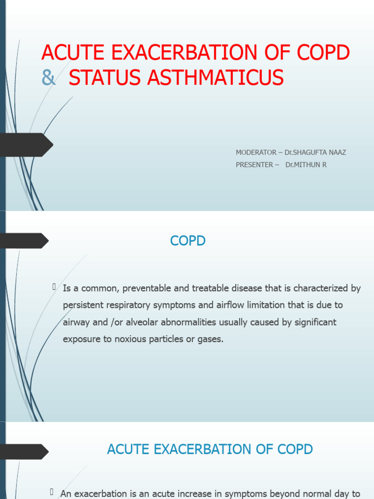 ACUTE EXACERBATION OF COPD & STATUS ASTHMATICUS PDF Chronic