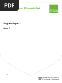Secondary Progression Test - Stage 9 English Paper 2 Ins