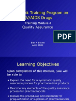 World Bank Training Program On HIV/AIDS Drugs: Quality Assurance