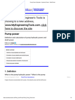 Calculator - Hydraulic Power - Shaft Power