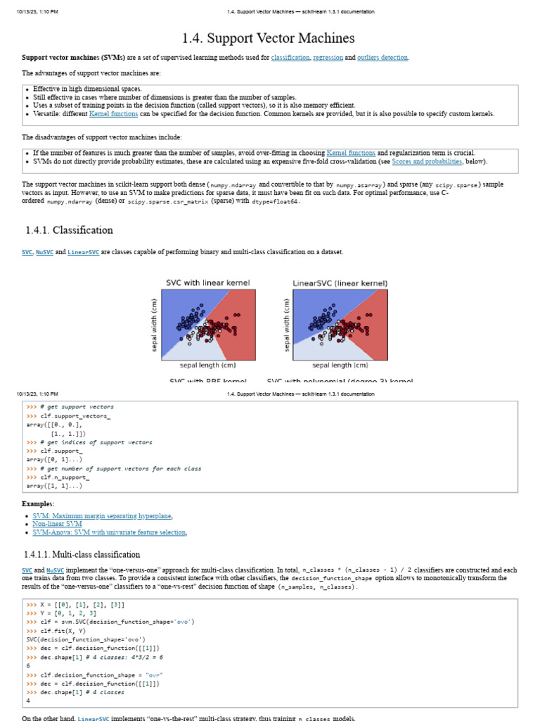 1.4. Support Vector Machines - Scikit-Learn | PDF | Support Vector ...