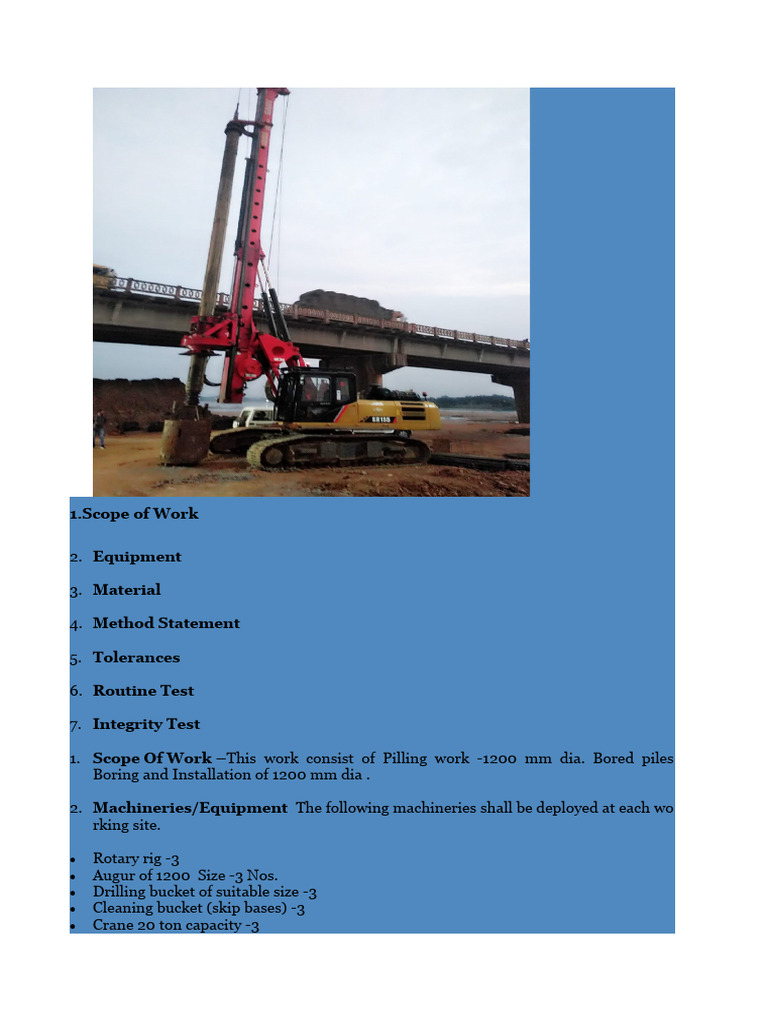 Bored Piling Work Method Statement | PDF | Deep Foundation | Mechanical ...