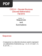 Discrete Structures Lecture 11