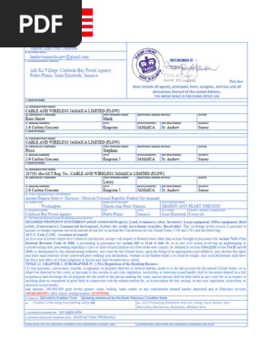 United States For America Universal Commercial Code 1 Financing Statement CABLE AND WIRELESS JAMAICA LIMITED FLOW, ET AL