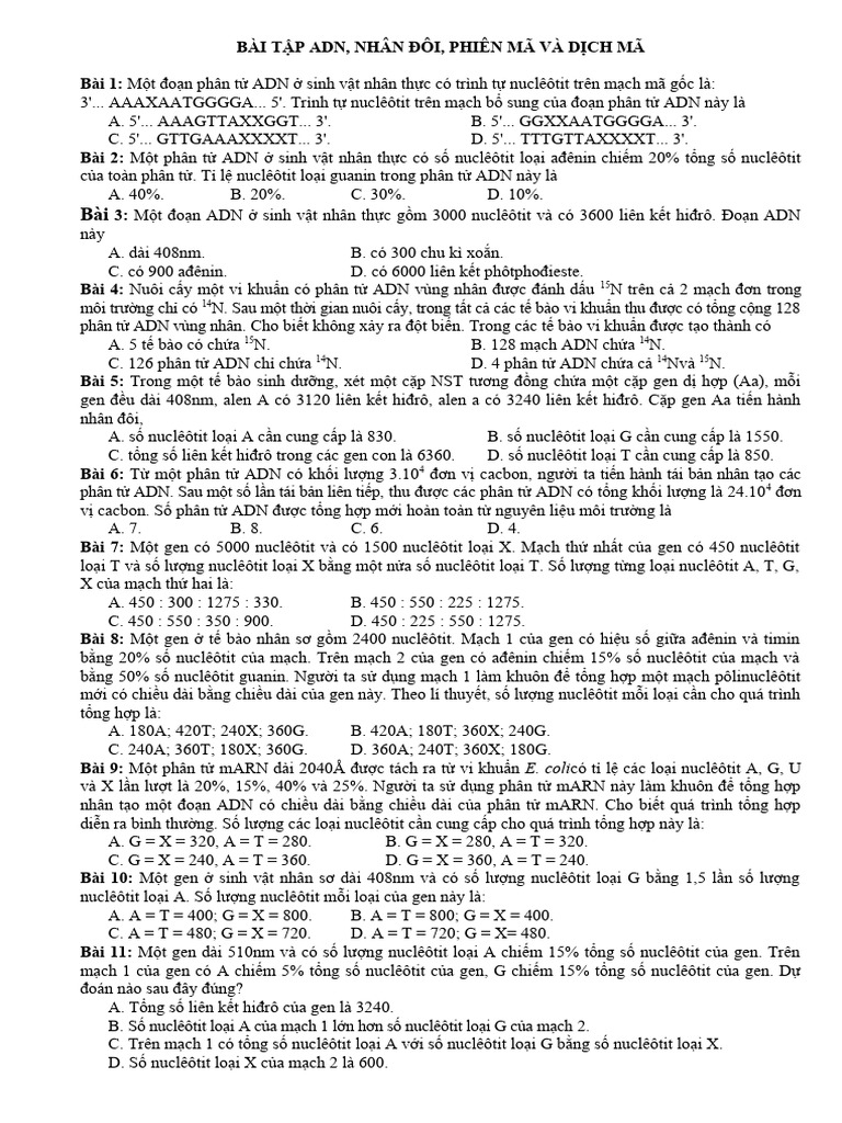 Bai Tap Trac Nghiem Phan Tu - HS | PDF