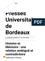 Le Temps de La Mémoire II - Soi Et Les Autres - Histoire Et Mémoire - Une Relation Ambiguë Et Contradictoire - Presses Universitaires de Bordeaux