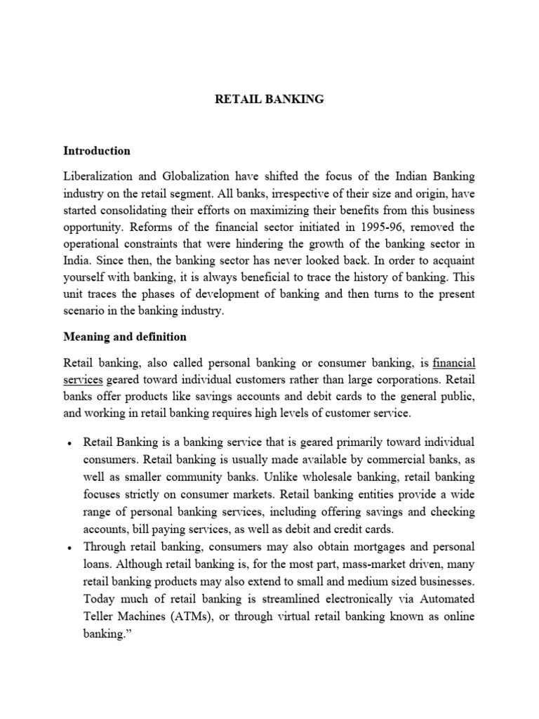 Retail Banking In India Pdf Banks Retail