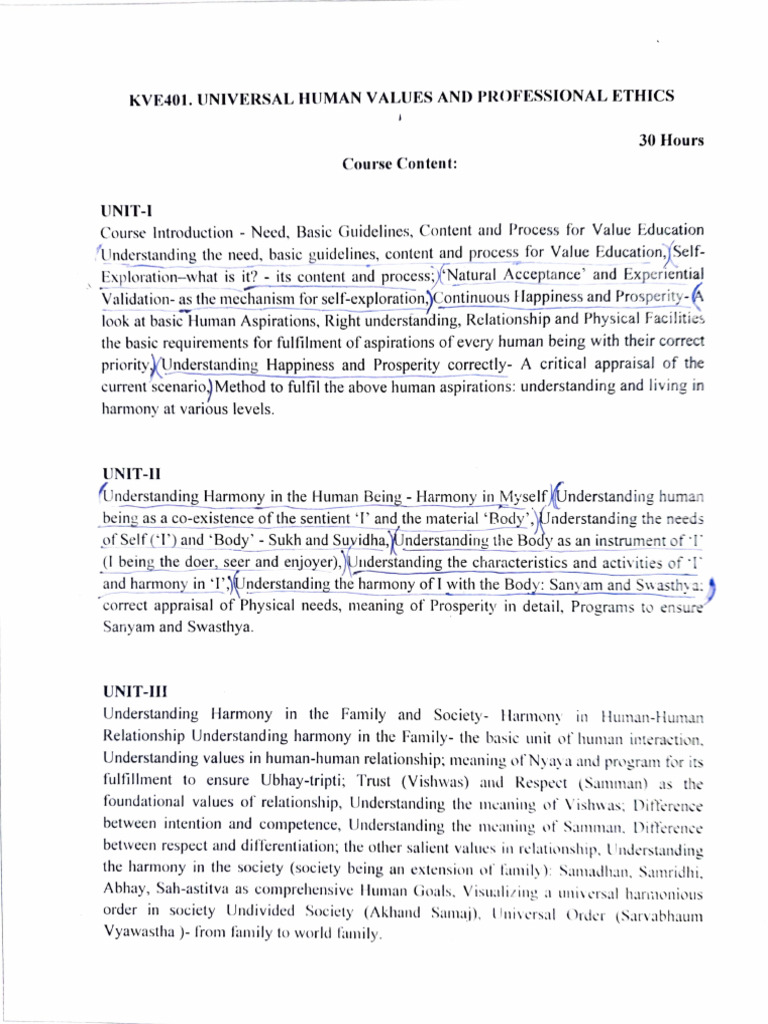 Universal Human Values Course Overview | PDF