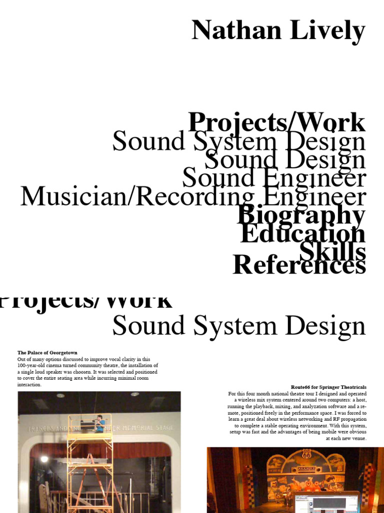 Nathan Lively: Audio Engineer Portfolio | PDF | Audio Engineer ...