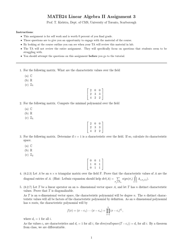 Assignment 3 | PDF | Matrix (Mathematics) | Operator (Mathematics)