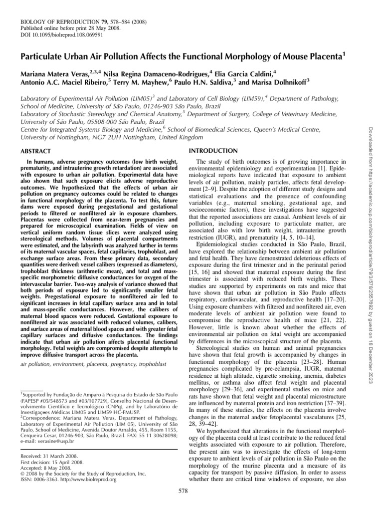Particulate Urban Air Pollution Affects The Functional Morphology of ...