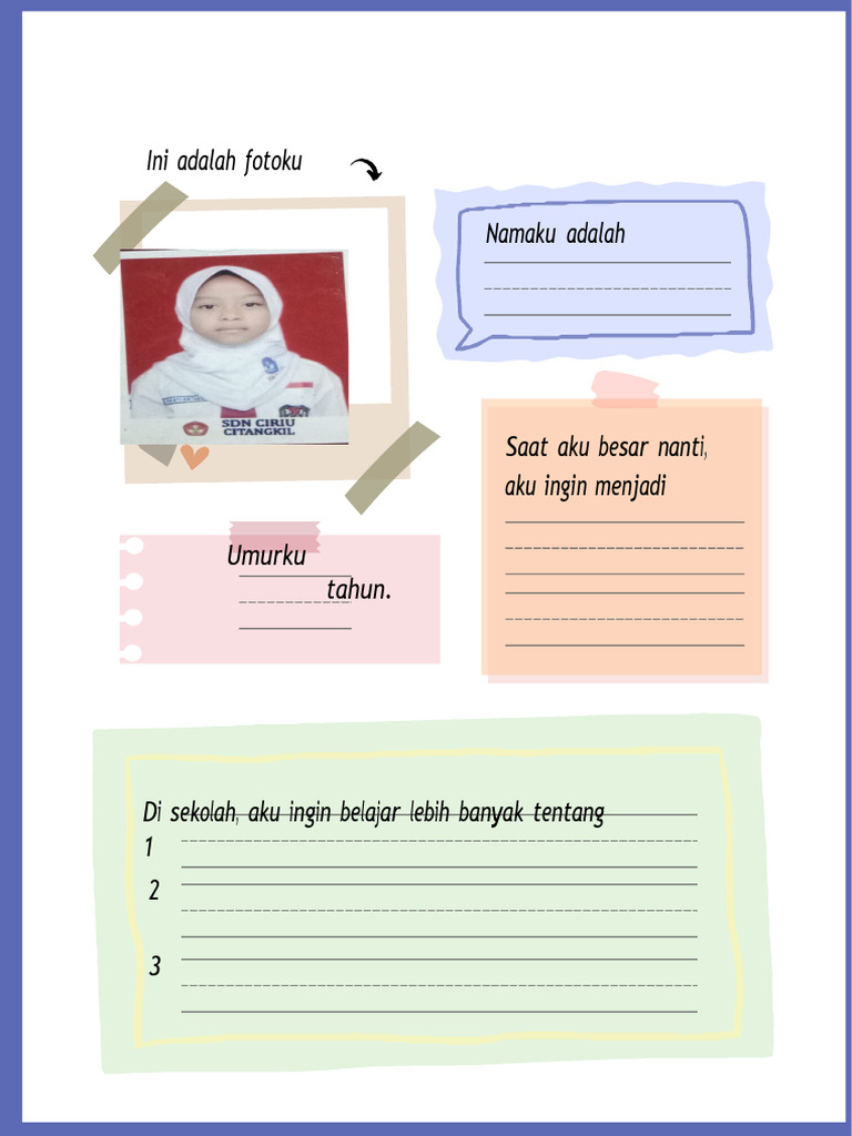 Semua Tentangku Lembar Kerja Perkenalan Diri Bahasa Indonesia | PDF