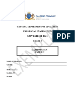 Grade 9 Provincial Examination Mathematics P2 (English) November 2021 Question Paper-1