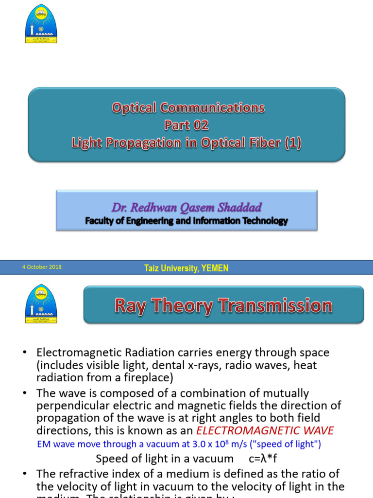 OC Part | PDF | Optical Fiber | Refraction