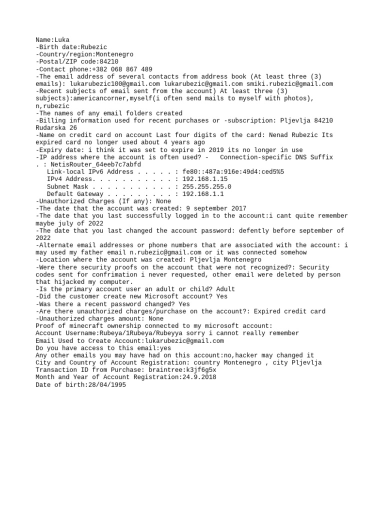 Hacked Microsoft and Xbox Account Recovery | PDF