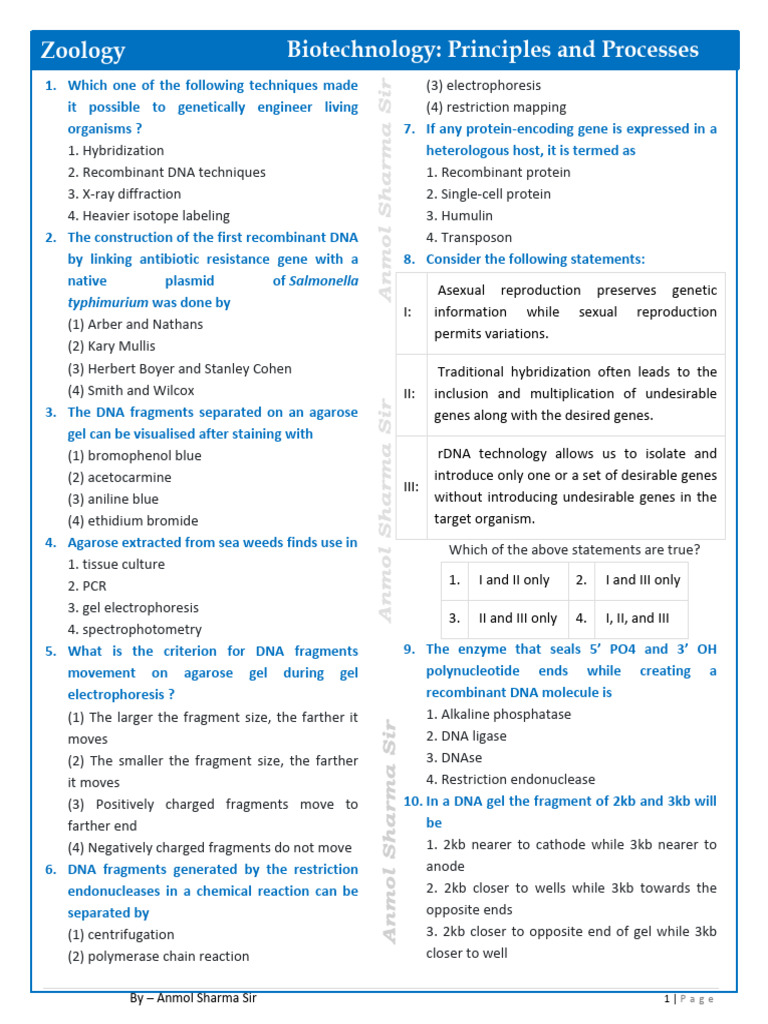 Biotechnology Principles Overview | PDF | Plasmid | Molecular Cloning