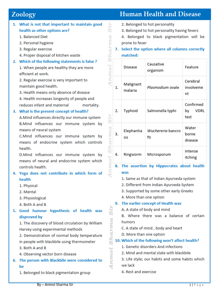 Human Health and Disease-1 | PDF | Immune System | Lymphocyte