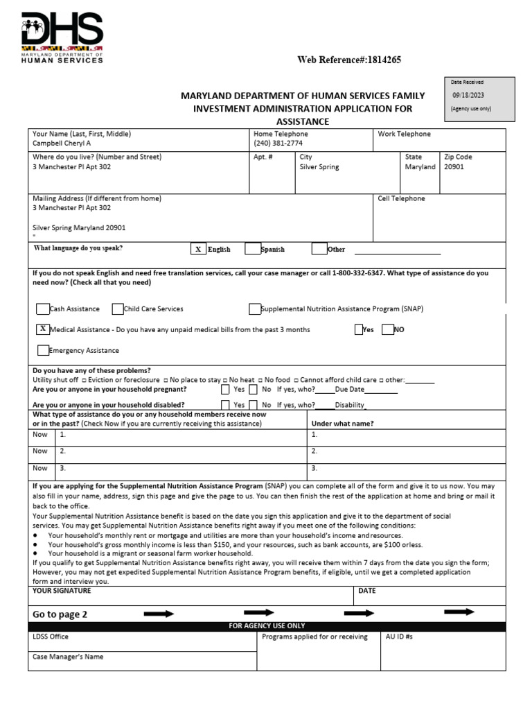 Maryland SNAP Application Form | PDF