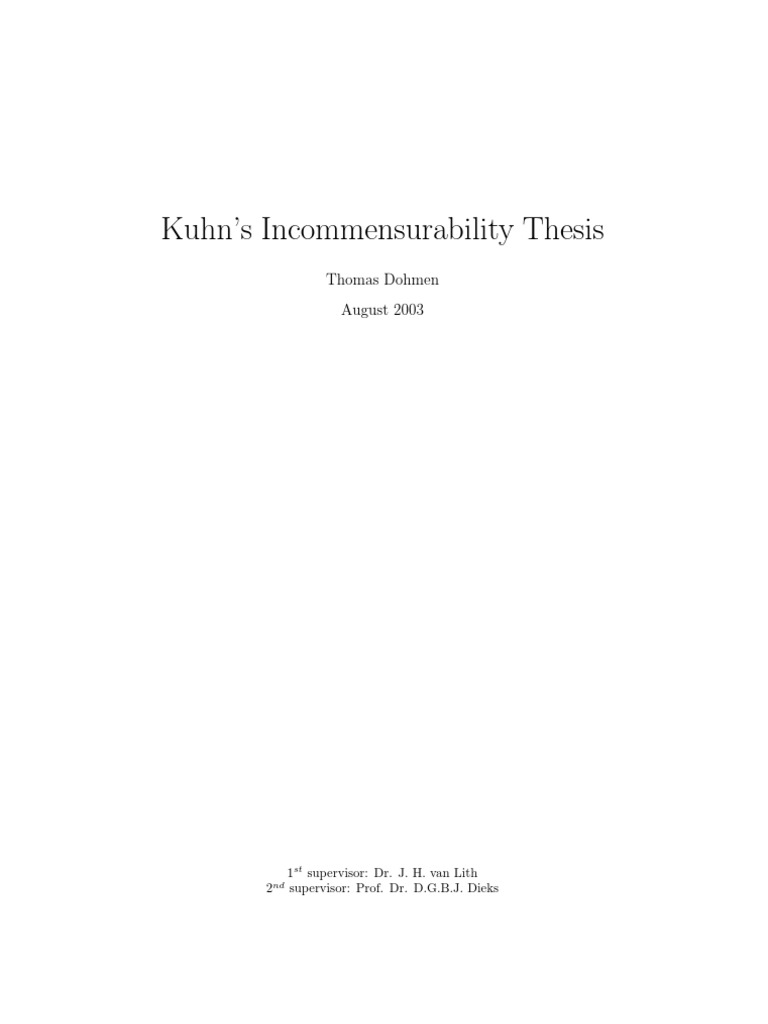 The incommensurability thesis picture