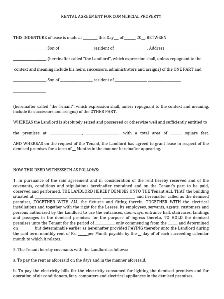Commercial Property Lease Agreement | PDF | Leasehold Estate | Lease