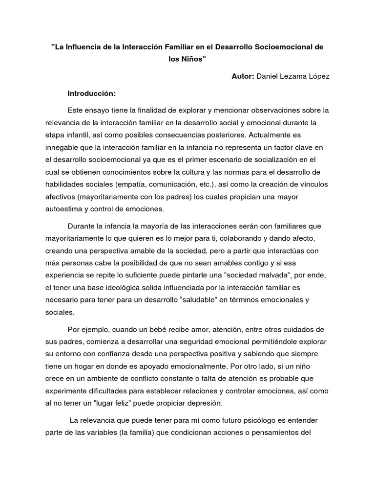 La Influencia de La Interacción Familiar en El Desarrollo ...