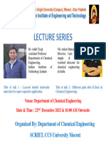 Lecture Series: Organized By: Department of Chemical Engineering SCRIET, CCS University Meerut