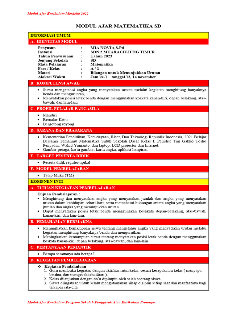 BAB 3 - MA Matematika Kls 1 | PDF