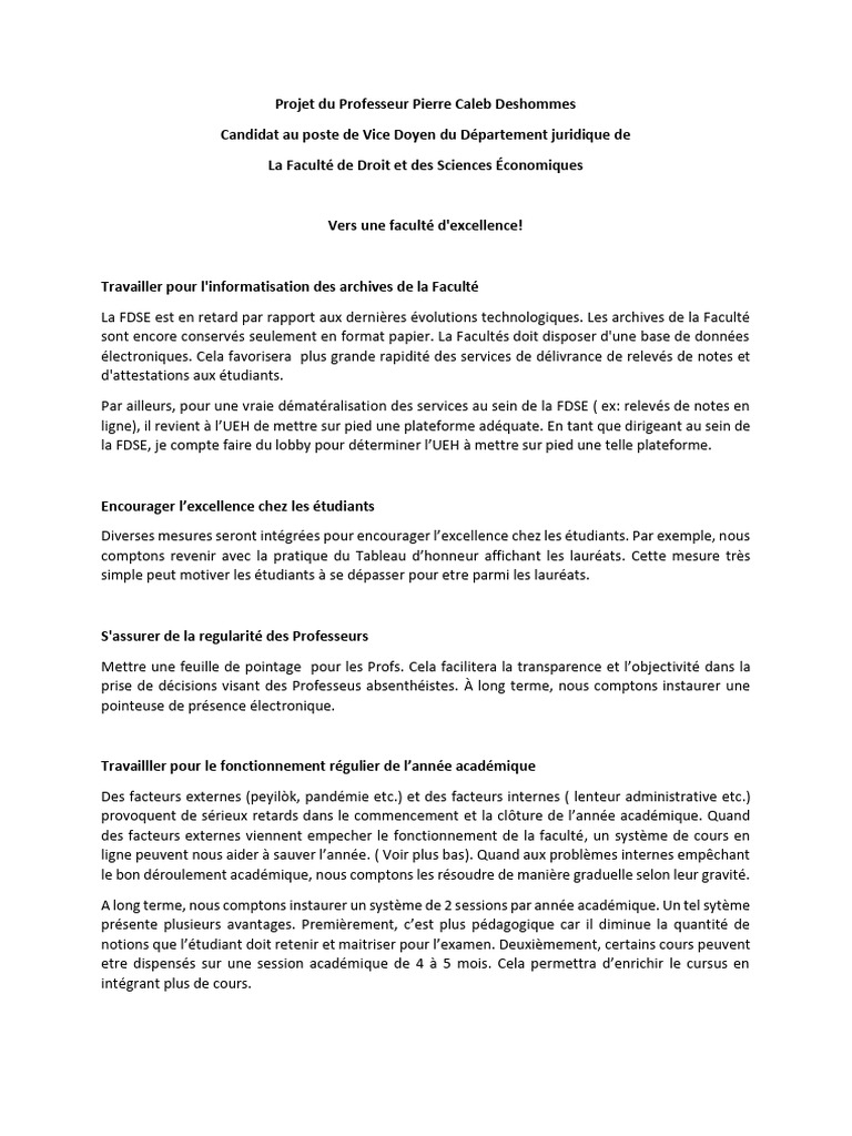 Projet de réforme pour la FDSE | PDF | Archives