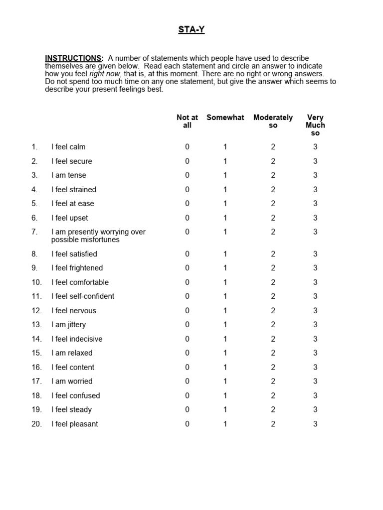 Mood Self-Assessment Guide | PDF